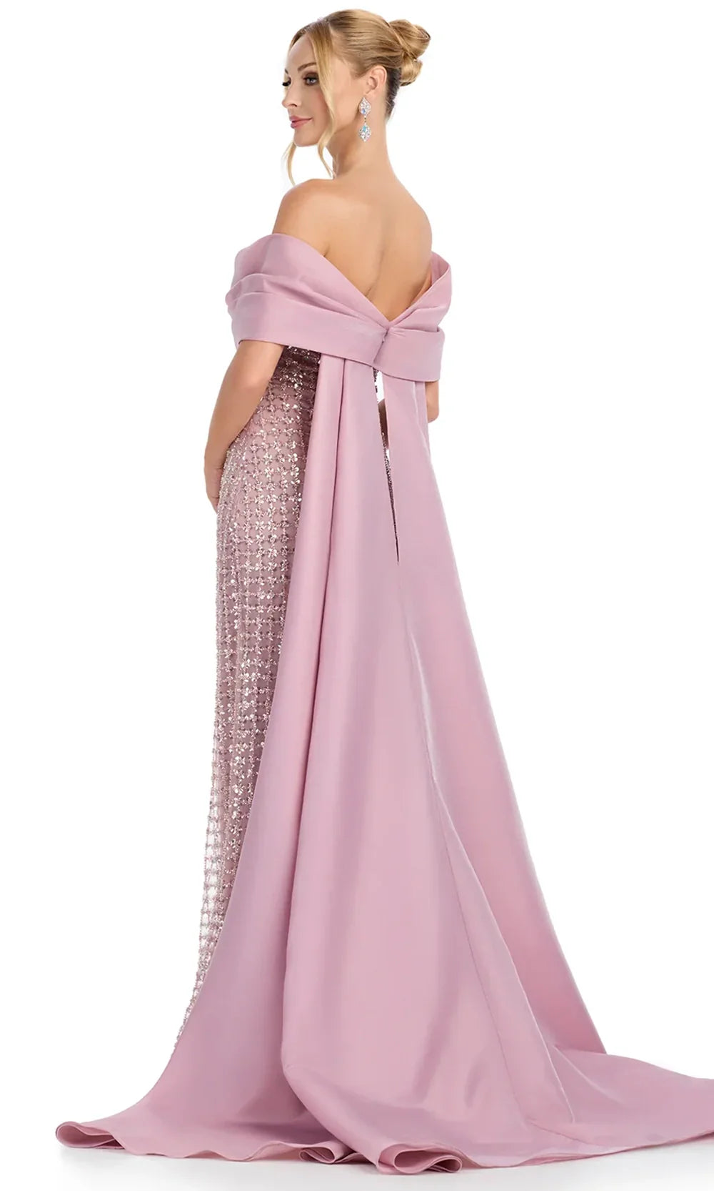Ashley Lauren 12020 - Beaded Bodice Sheath Gown with Cape