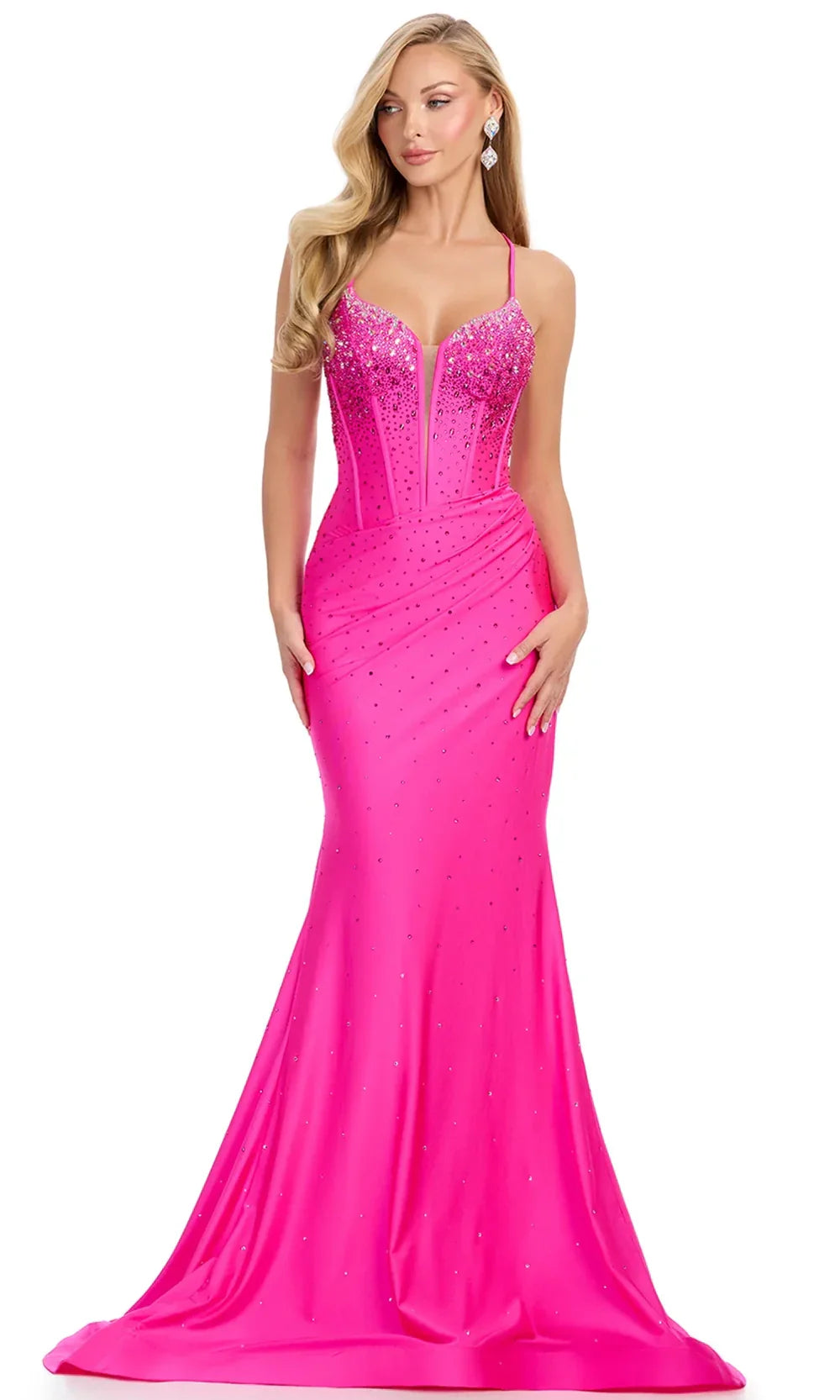Ashley Lauren 12028 - Lace-Up Back Mermaid Evening Gown