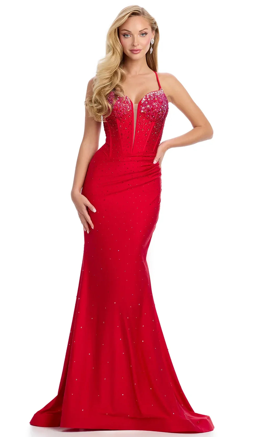 Ashley Lauren 12028 - Lace-Up Back Mermaid Evening Gown