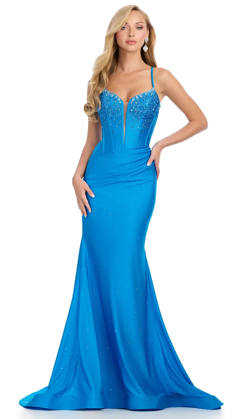 Ashley Lauren 12028 - Lace-Up Back Mermaid Evening Gown