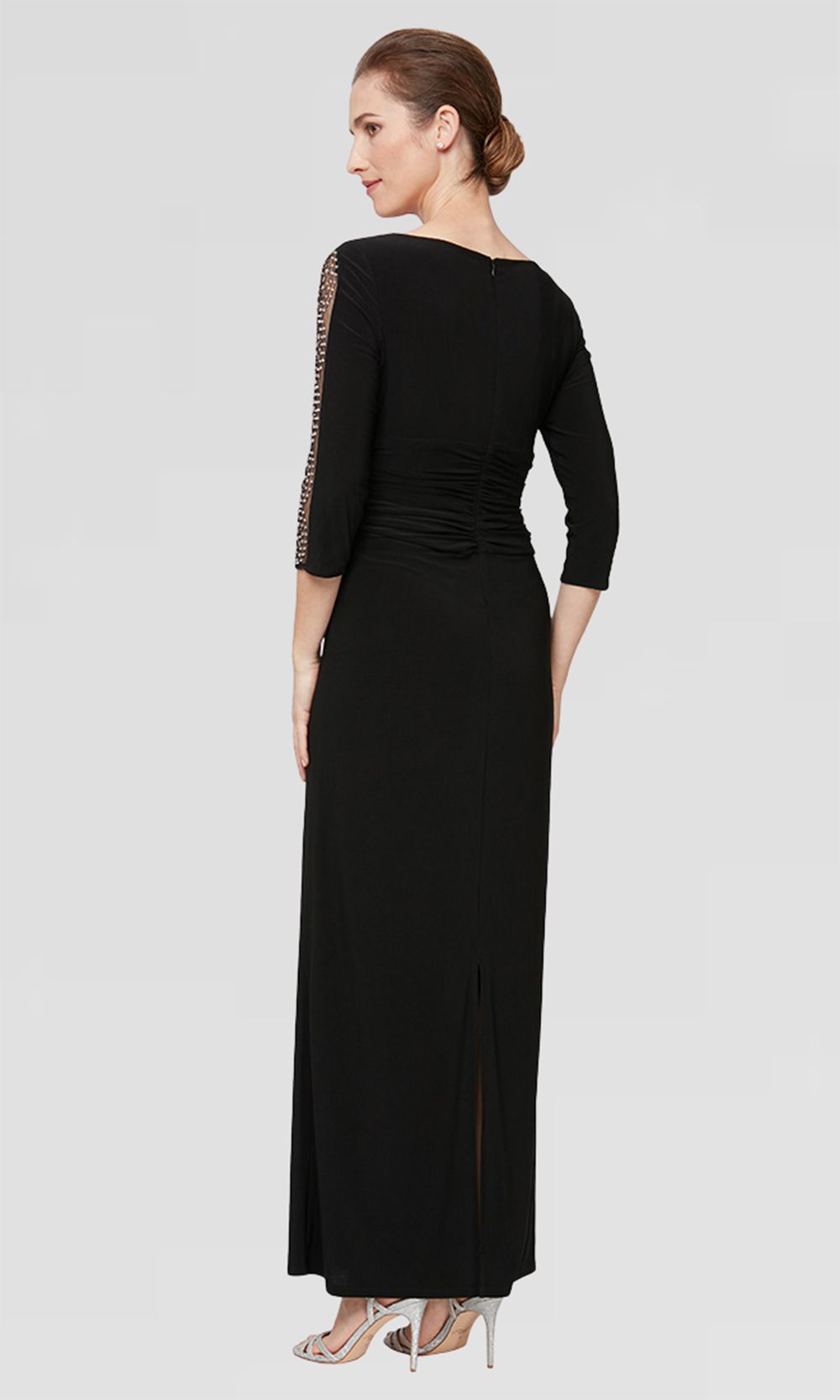 S.L. Fashions 9235172 - Embellished Three-Quarter Sleeve Column Gown