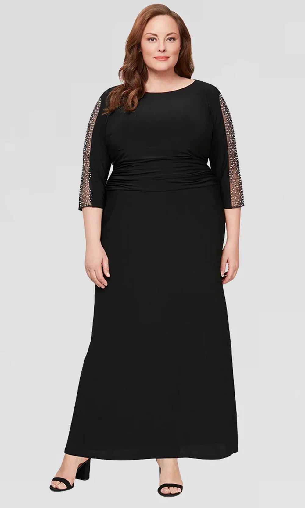 S.L. Fashions 9435172 - Scoop Neck Column Gown with Back Slit