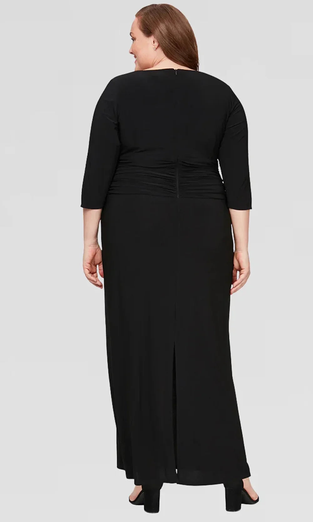 S.L. Fashions 9435172 - Scoop Neck Column Gown with Back Slit