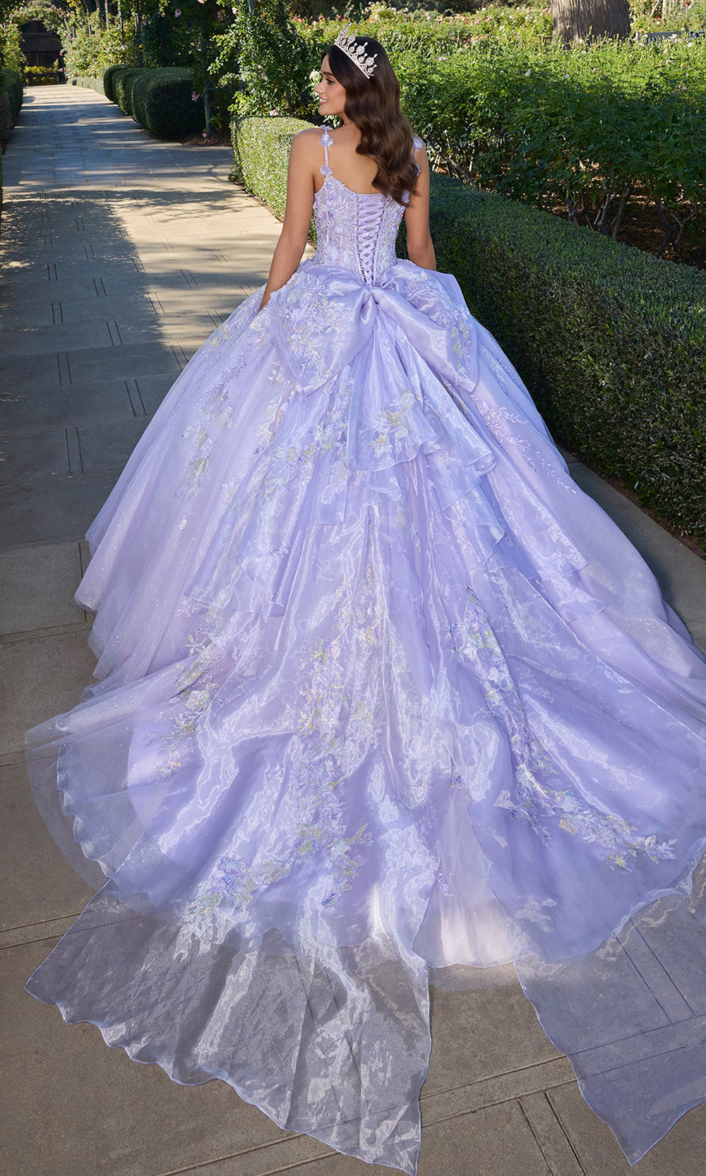 Ashley Lauren 30107 - Embroidered Organza Ballgown with Oversized Bow