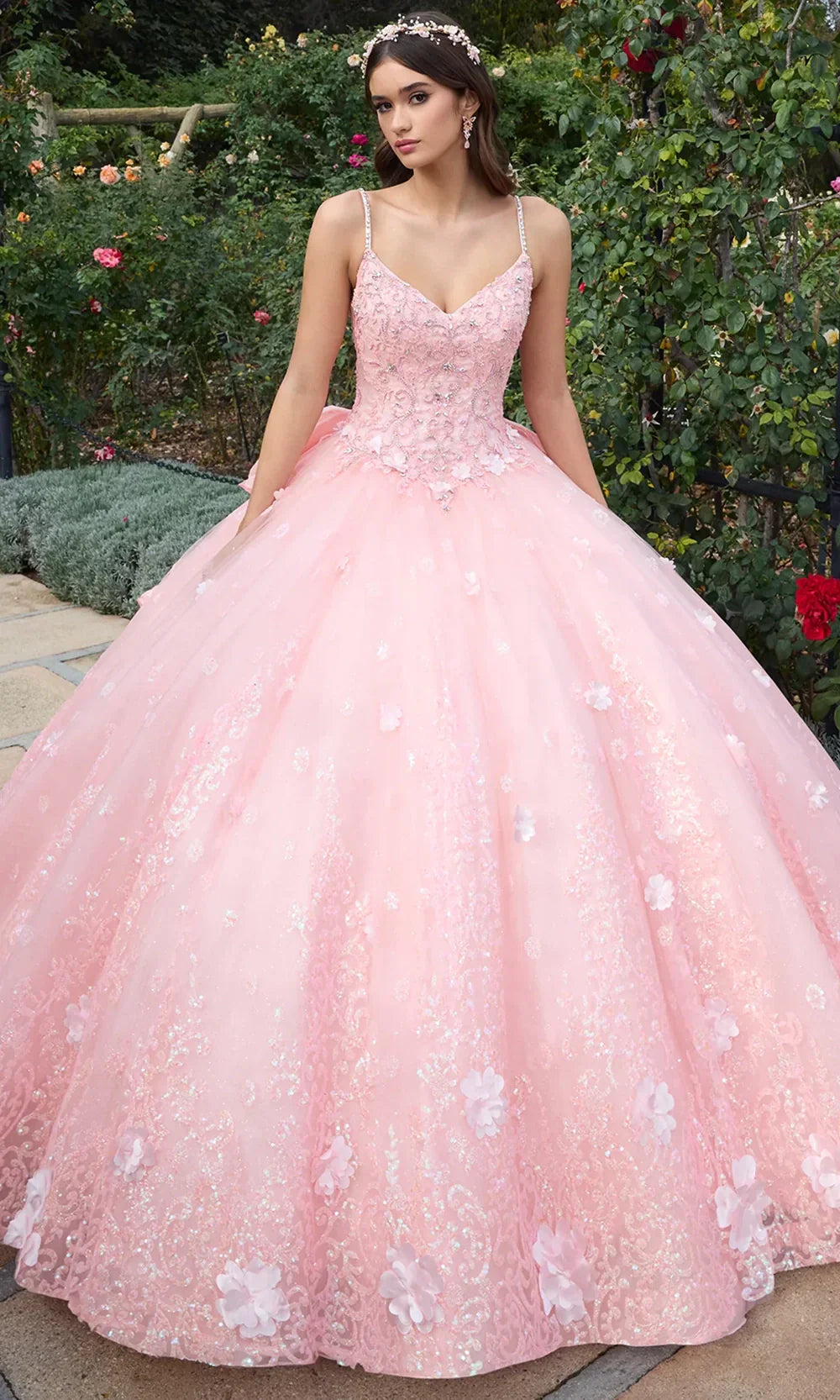 Ashley Lauren 30112 - Spaghetti Strap Glitter Lace Applique Gown