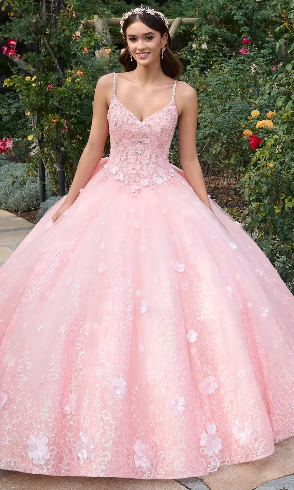 Ashley Lauren 30112 - Spaghetti Strap Glitter Lace Applique Gown