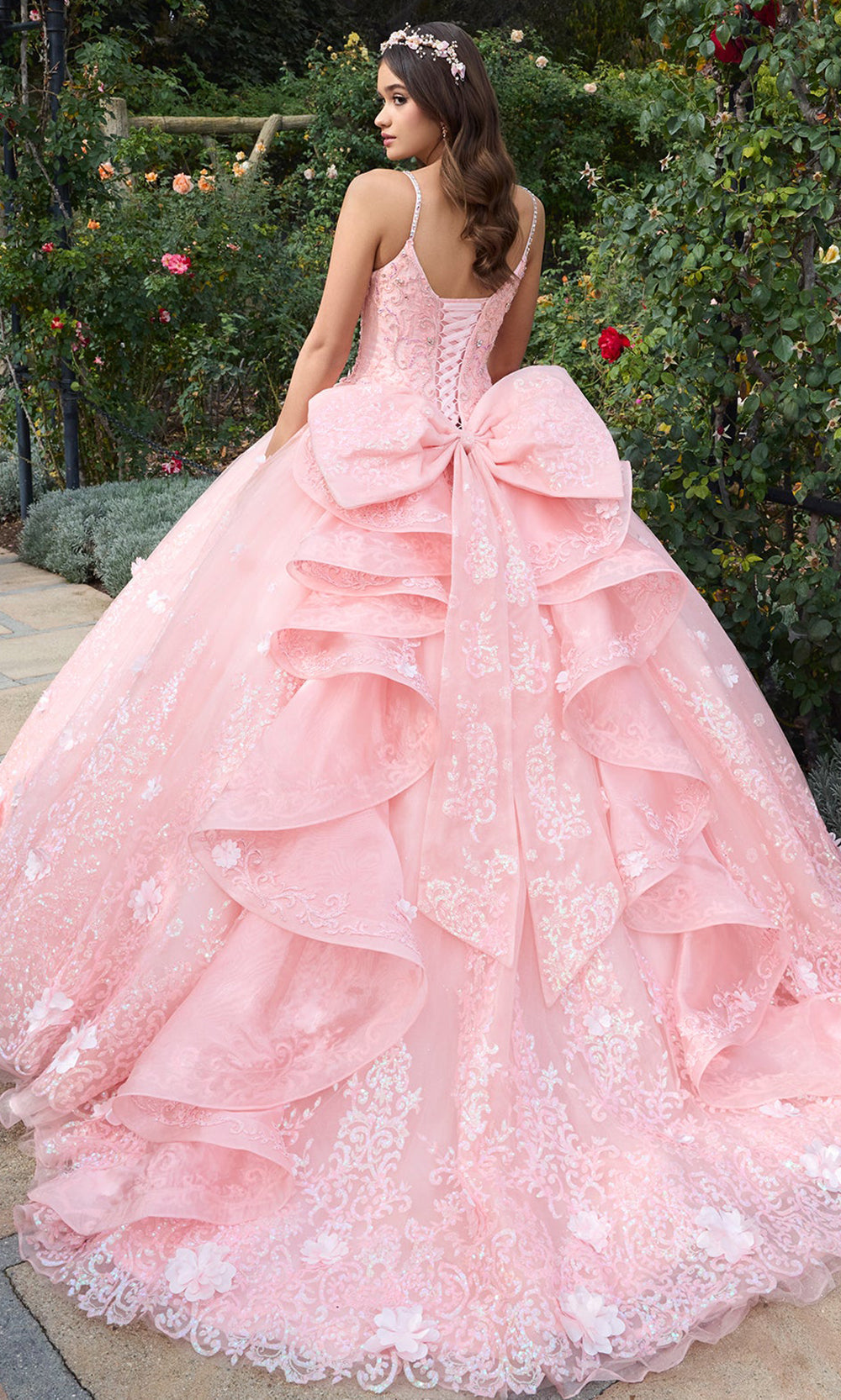 Ashley Lauren 30112 - Spaghetti Strap Glitter Lace Applique Gown