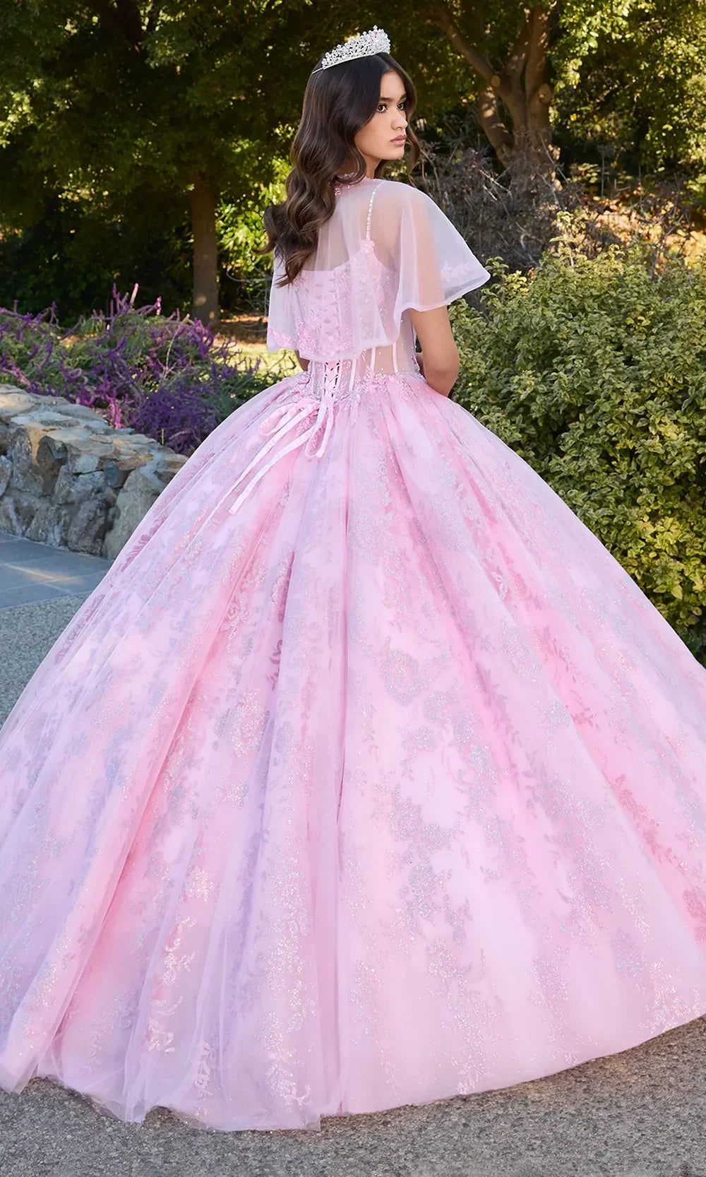 Ashley Lauren 30113 - V-Neck 3D Floral Applique Ballgown
