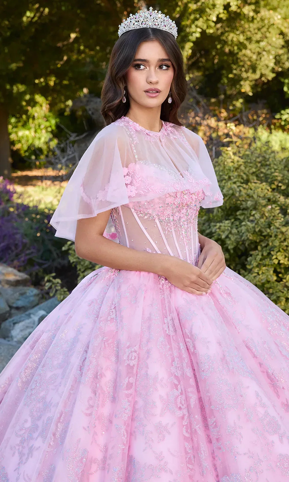 Ashley Lauren 30113 - V-Neck 3D Floral Applique Ballgown
