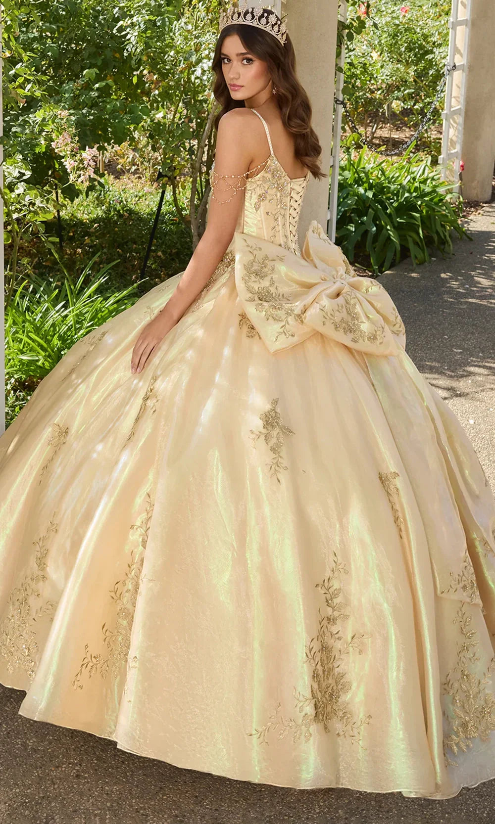 Ashley Lauren 30114 - Floral Lace V-Neckline Ballgown