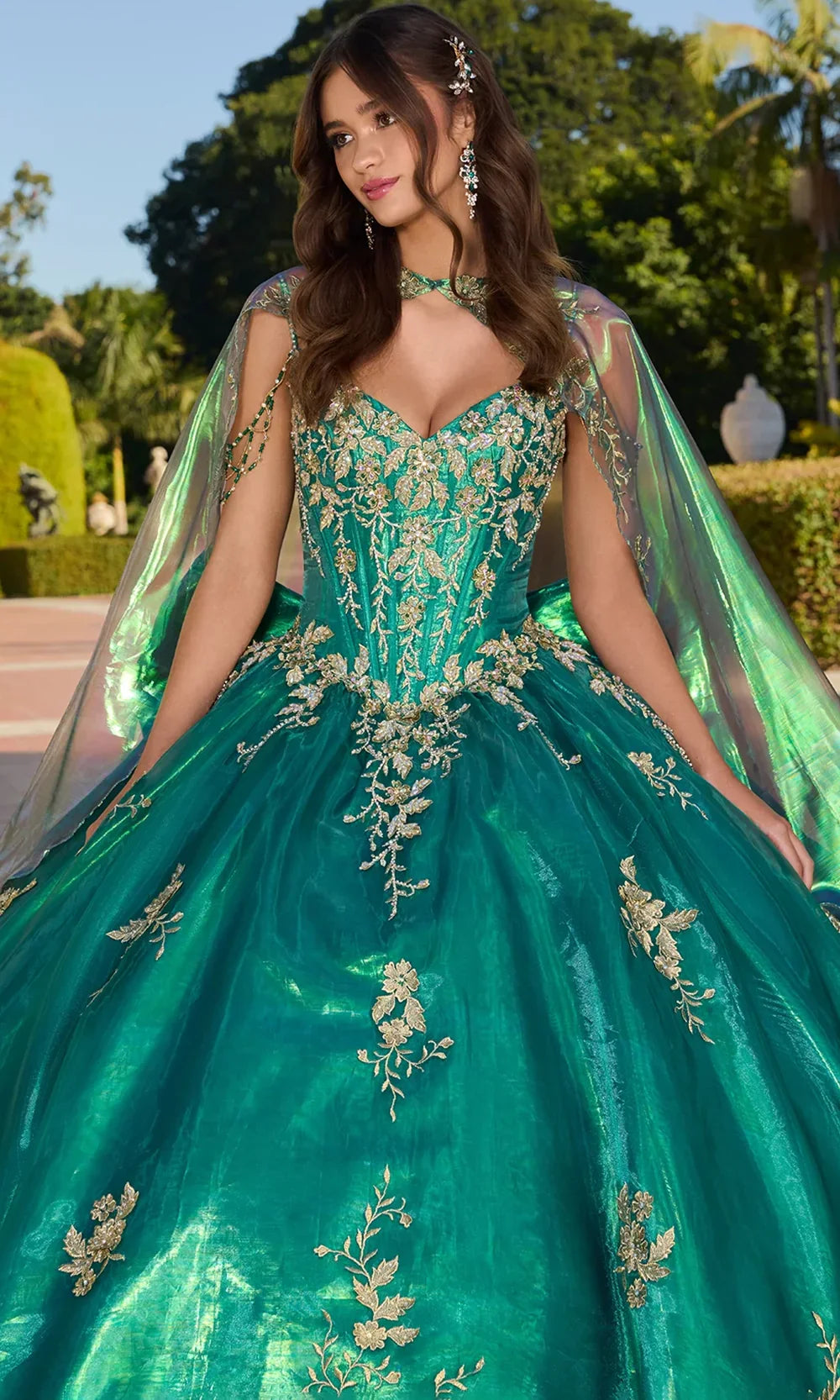 Ashley Lauren 30114 - Floral Lace V-Neckline Ballgown
