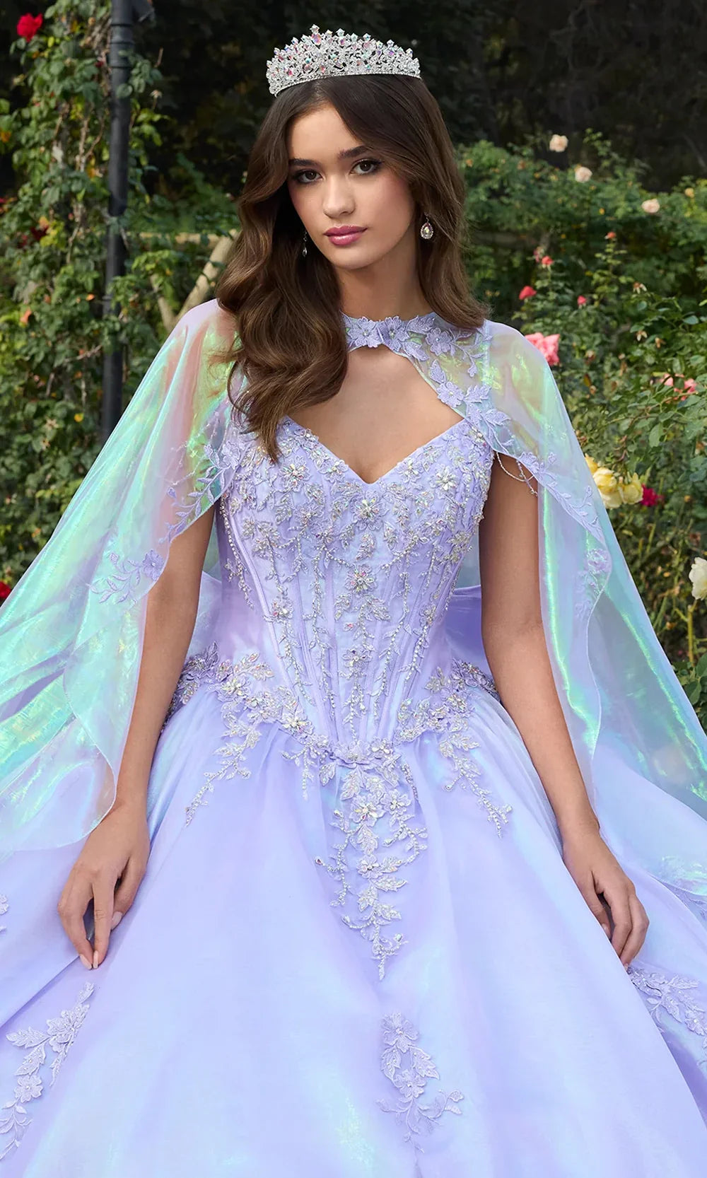 Ashley Lauren 30114 - Floral Lace V-Neckline Ballgown