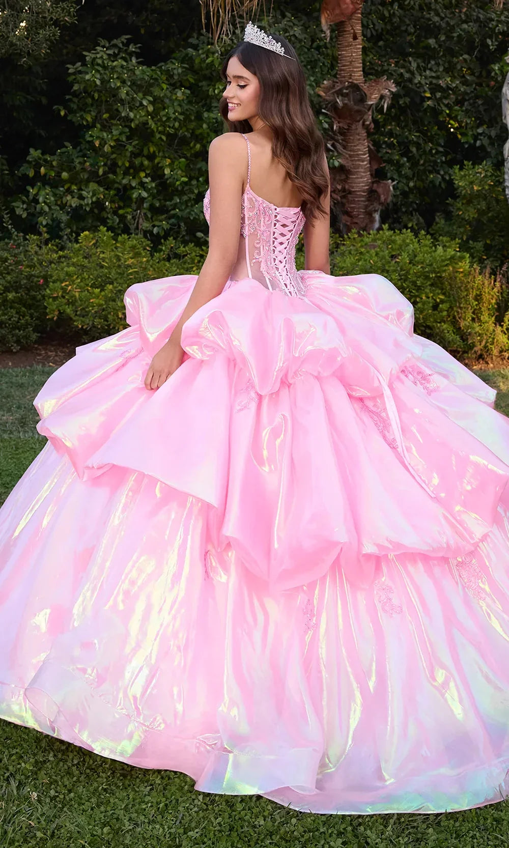 Ashley Lauren 30115 - Spaghetti Strap Beaded Applique Ballgown