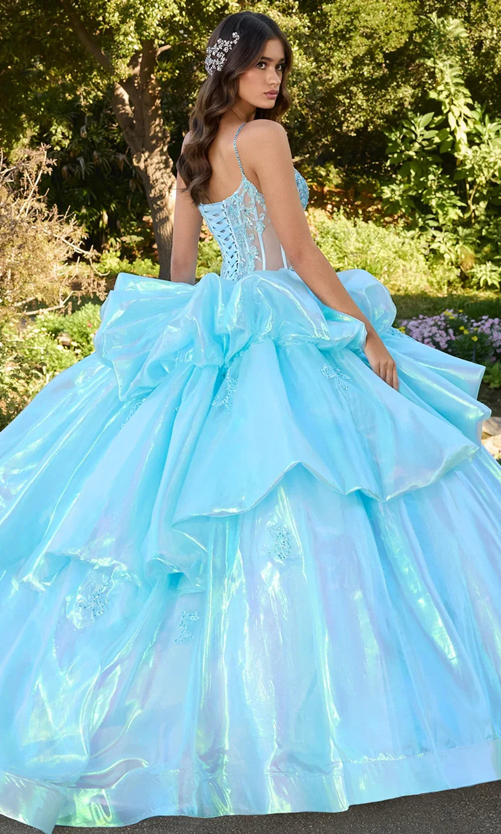 Ashley Lauren 30115 - Spaghetti Strap Beaded Applique Ballgown