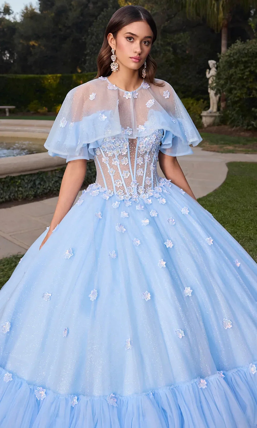 Ashley Lauren 30118 - 3D Flowers Ruffled Off Shoulder Ballgown