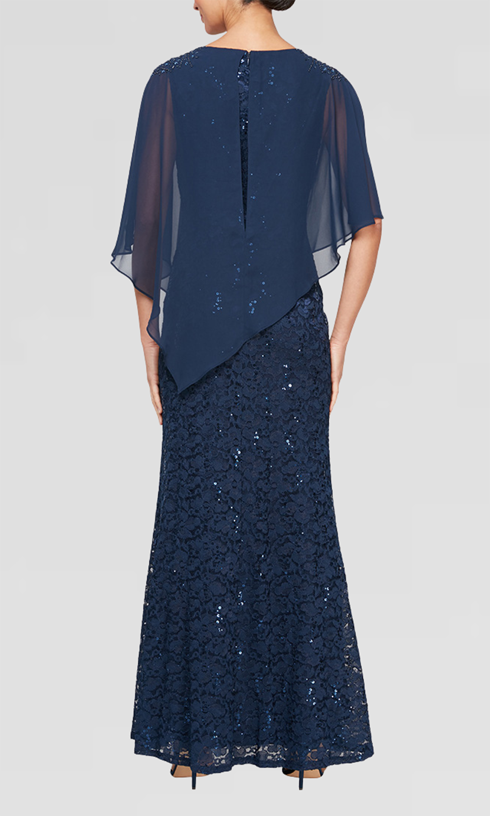 S.L. Fashions 9113121 - Beaded Shoulder Lace Formal Gown