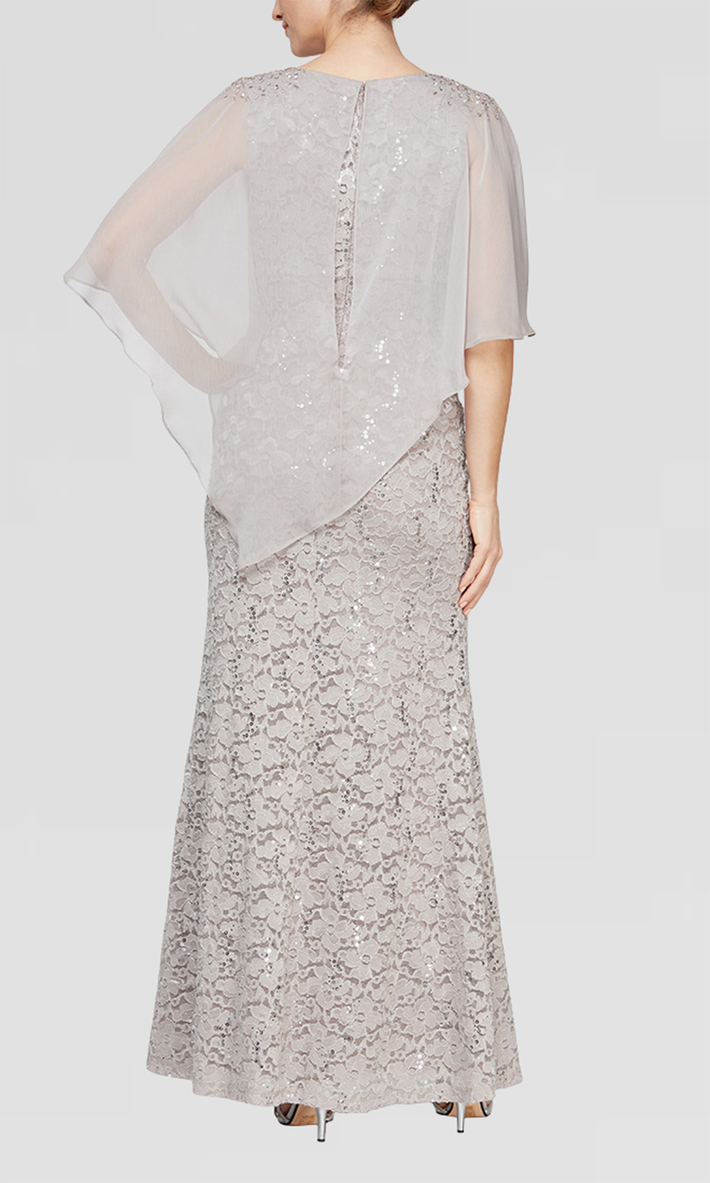S.L. Fashions 9113121 - Beaded Shoulder Lace Formal Gown
