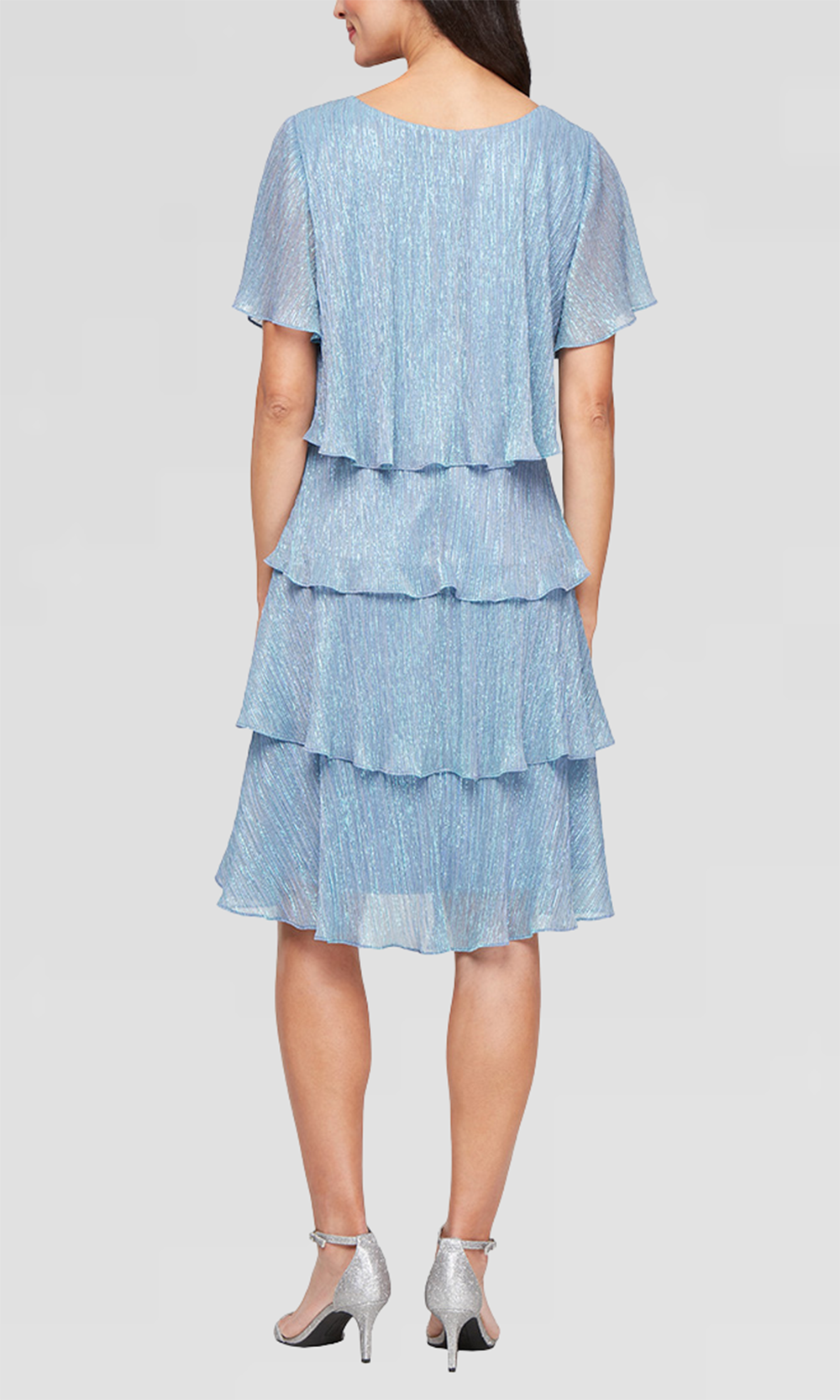 S.L. Fashions 9155124 - Flutter Sleeve Tiered Cocktail Dress