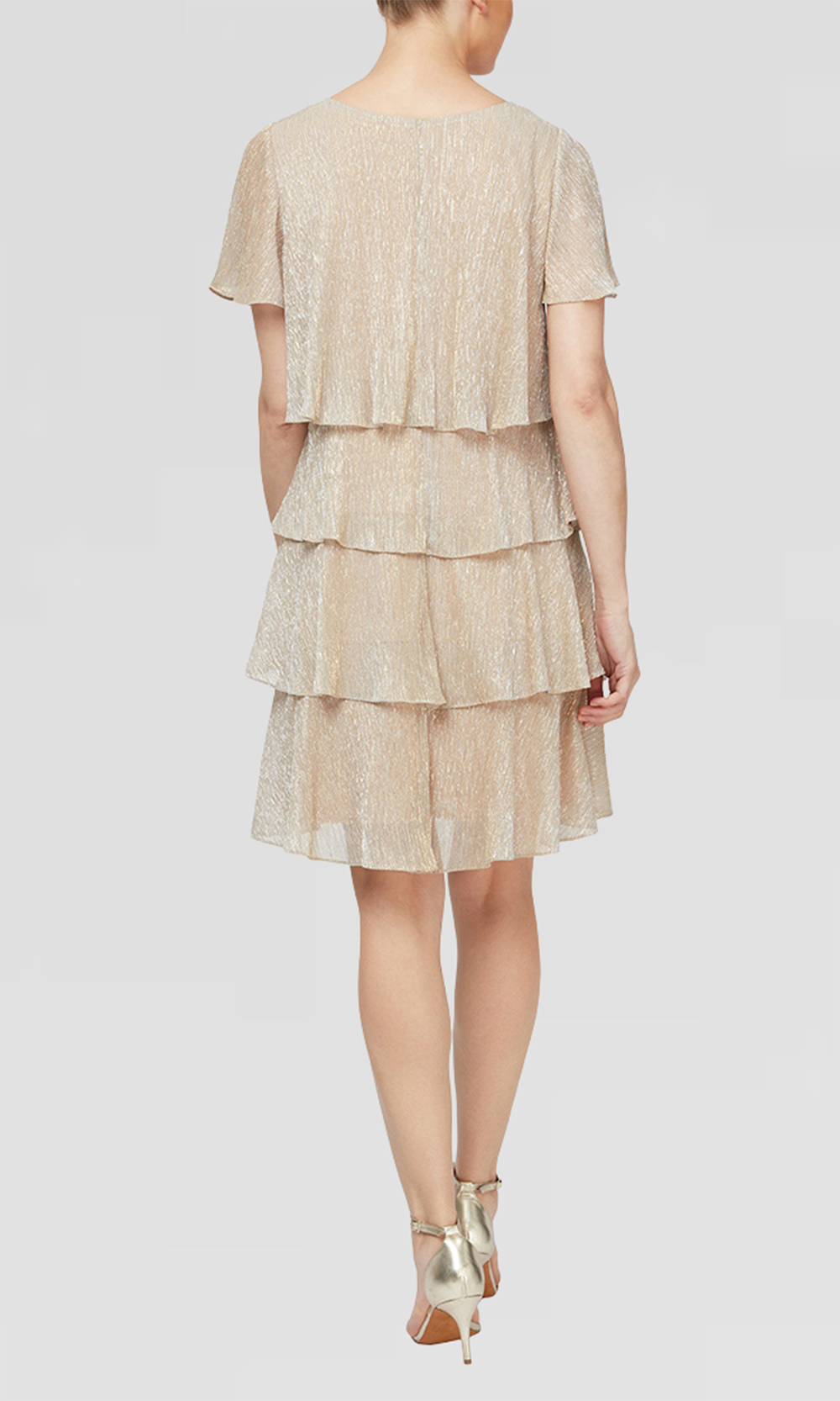 S.L. Fashions 9155124 - Flutter Sleeve Tiered Cocktail Dress