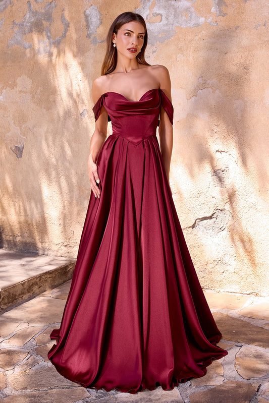 Ladivine 7449 - Elegant Cowl Neck Gown with Slit