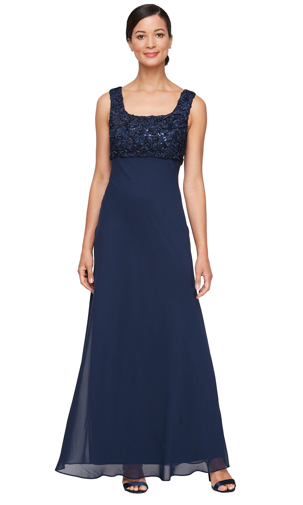 Alex Evenings 81122629 - Empire Waist Soutache Bodice Long Gown
