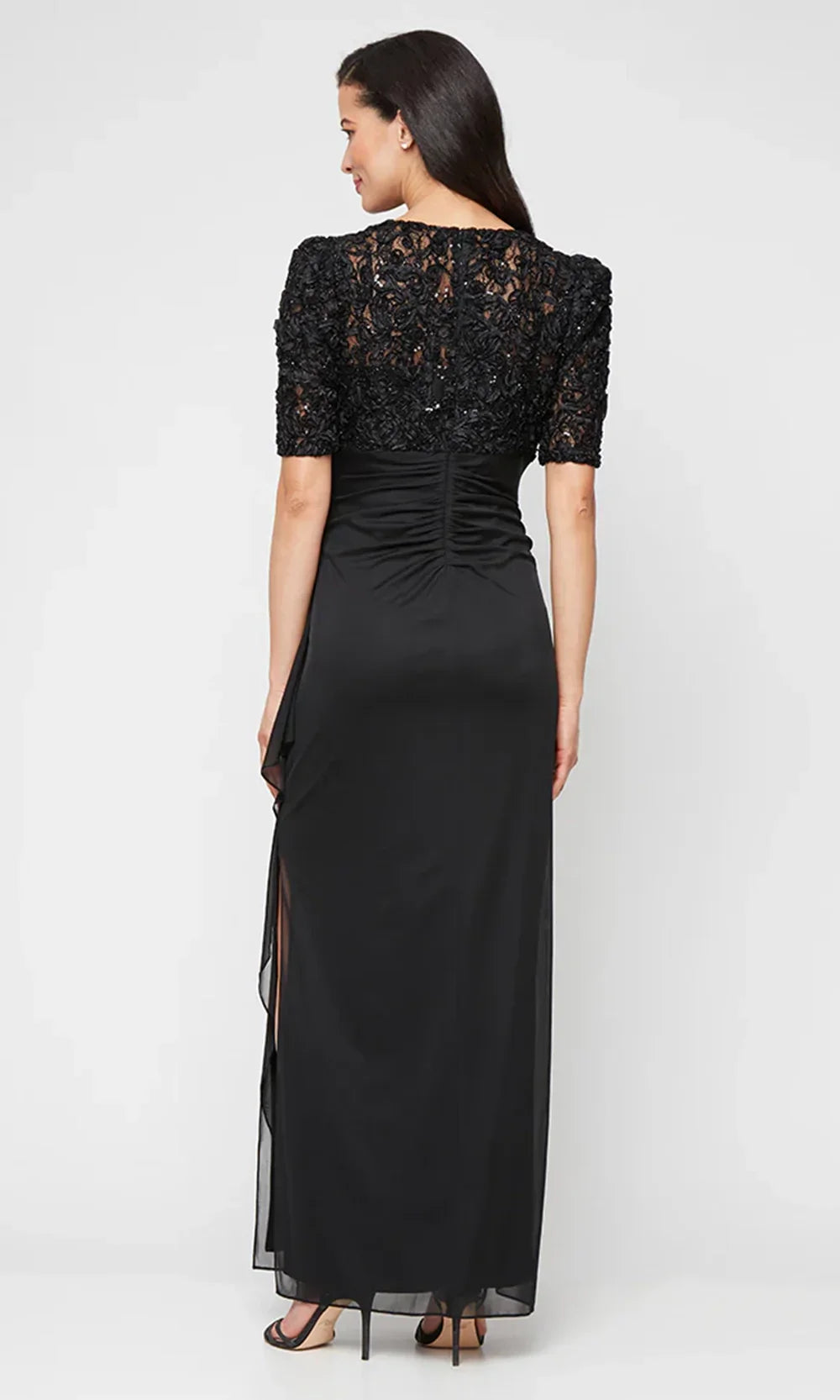 Alex Evenings 81122633 - Long Empire Waist V-Neck Evening Gown