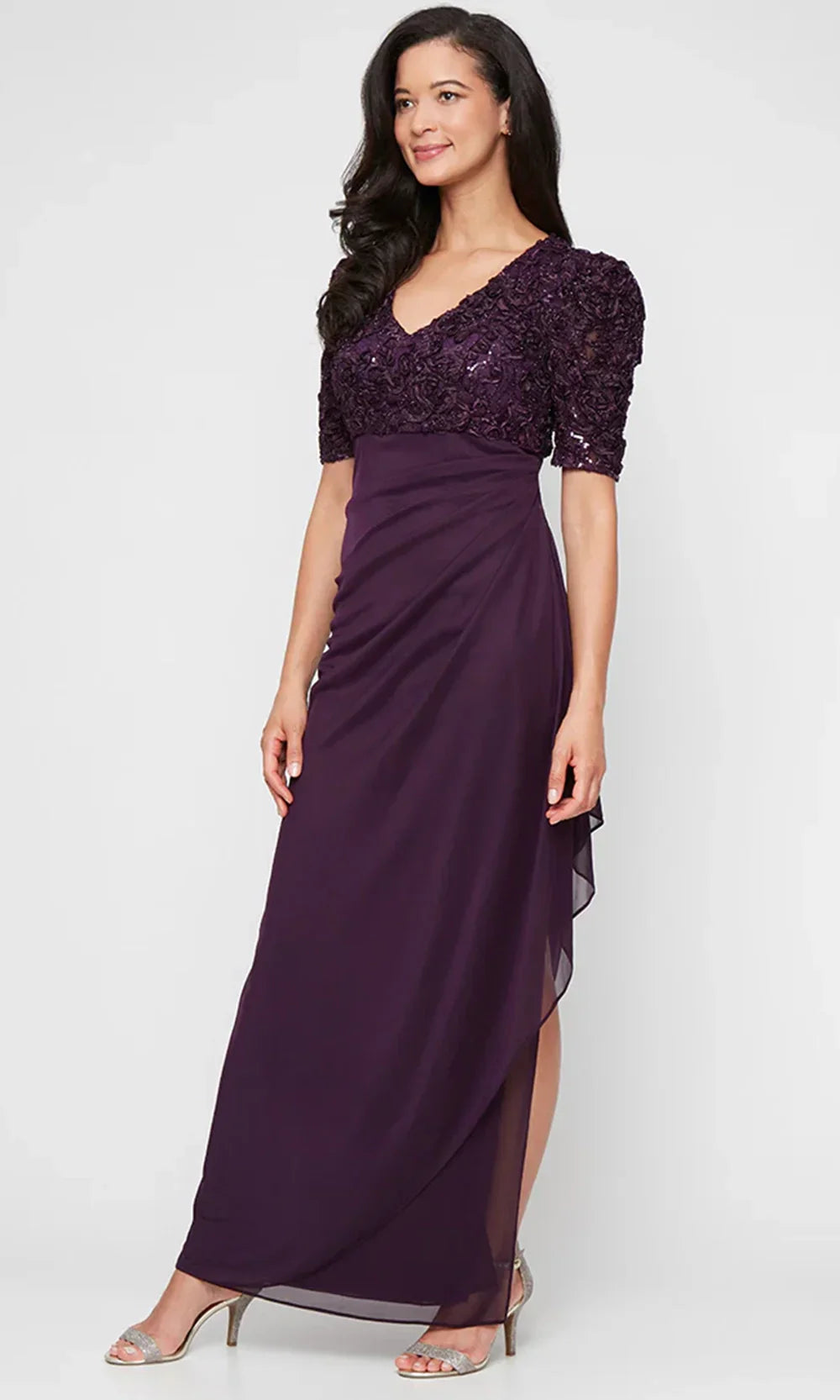 Alex Evenings 84122633 - Puff Sleeve Empire Waist Plus Evening Dress