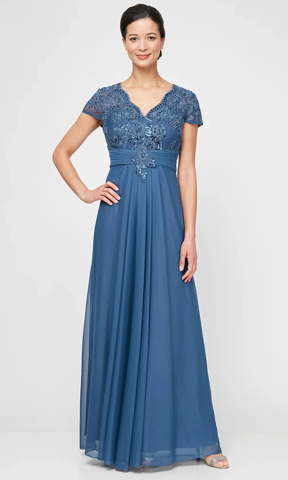 Alex Evenings 84171561 - Pleated Waist Short Sleeve A-line Dress