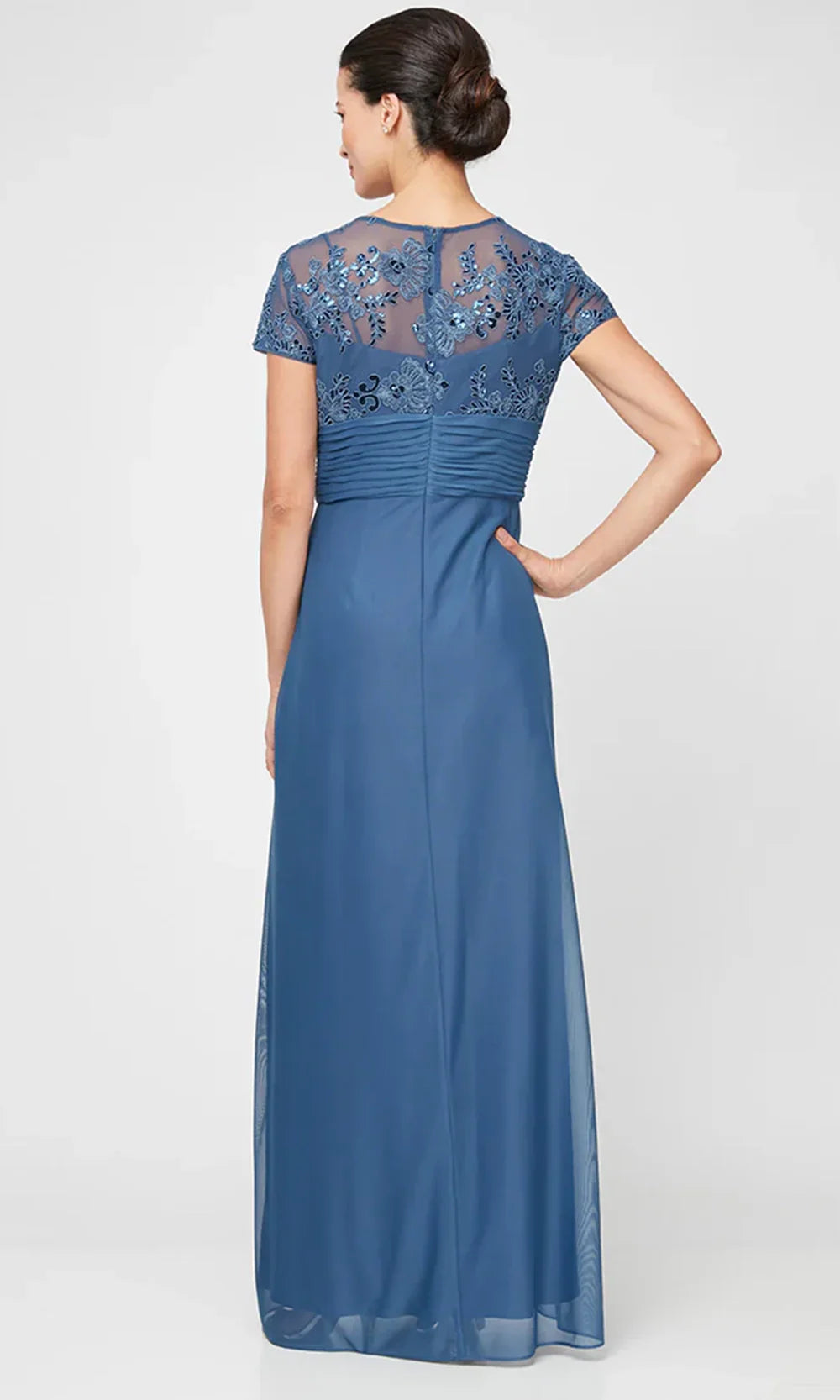 Alex Evenings 84171561 - Pleated Waist Short Sleeve A-line Dress
