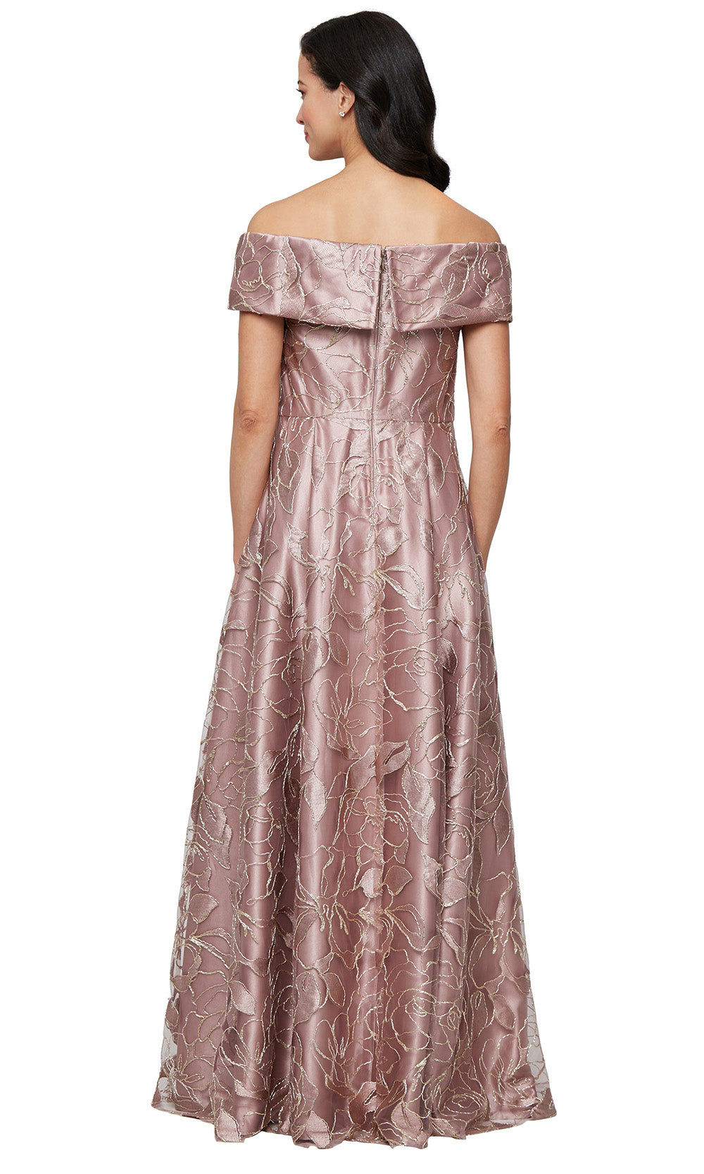 Alex Evenings 81171862 - Embroidered Off Shoulder Evening Gown