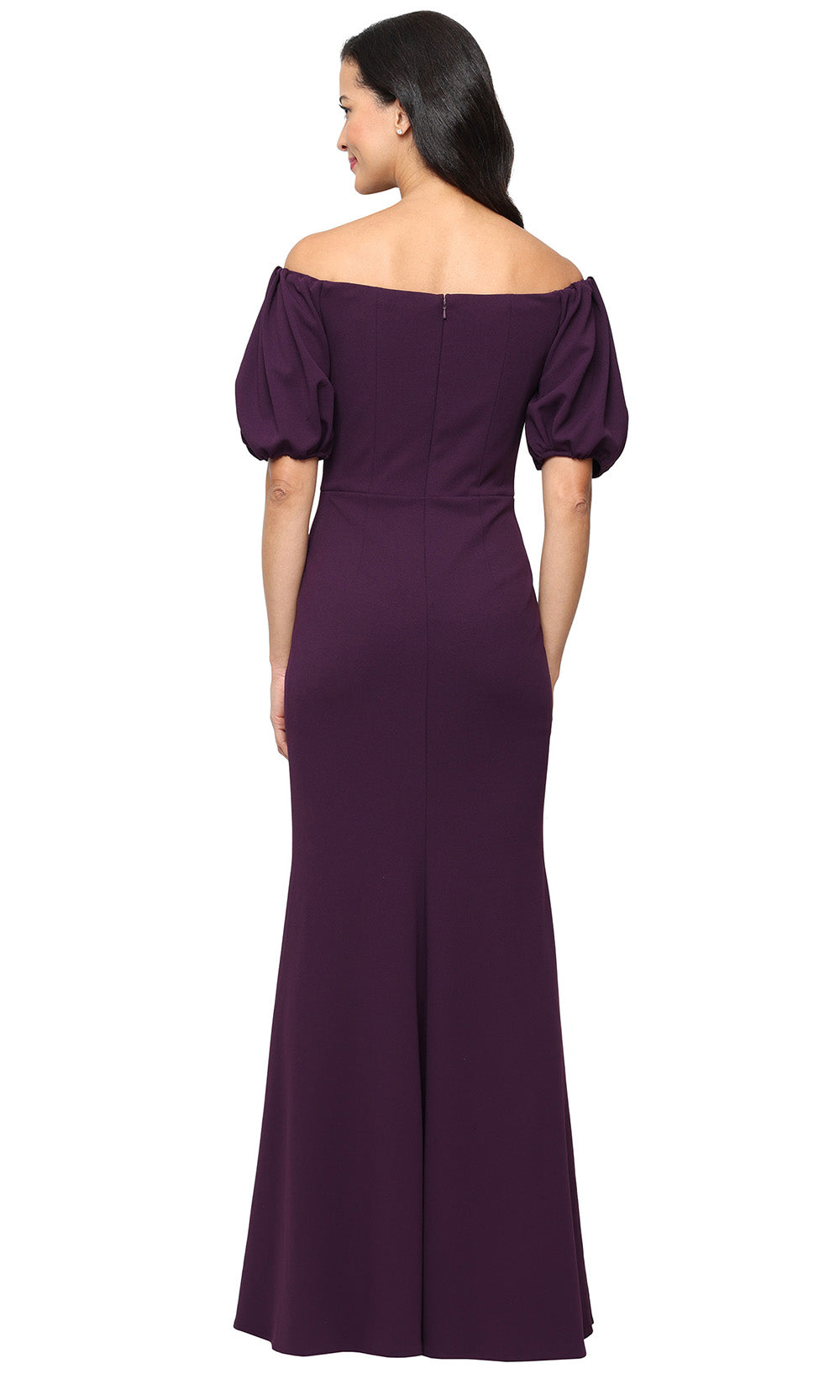 Alex Evenings 8160532 - Off Shoulder Crepe Gown with Ruffle Detail