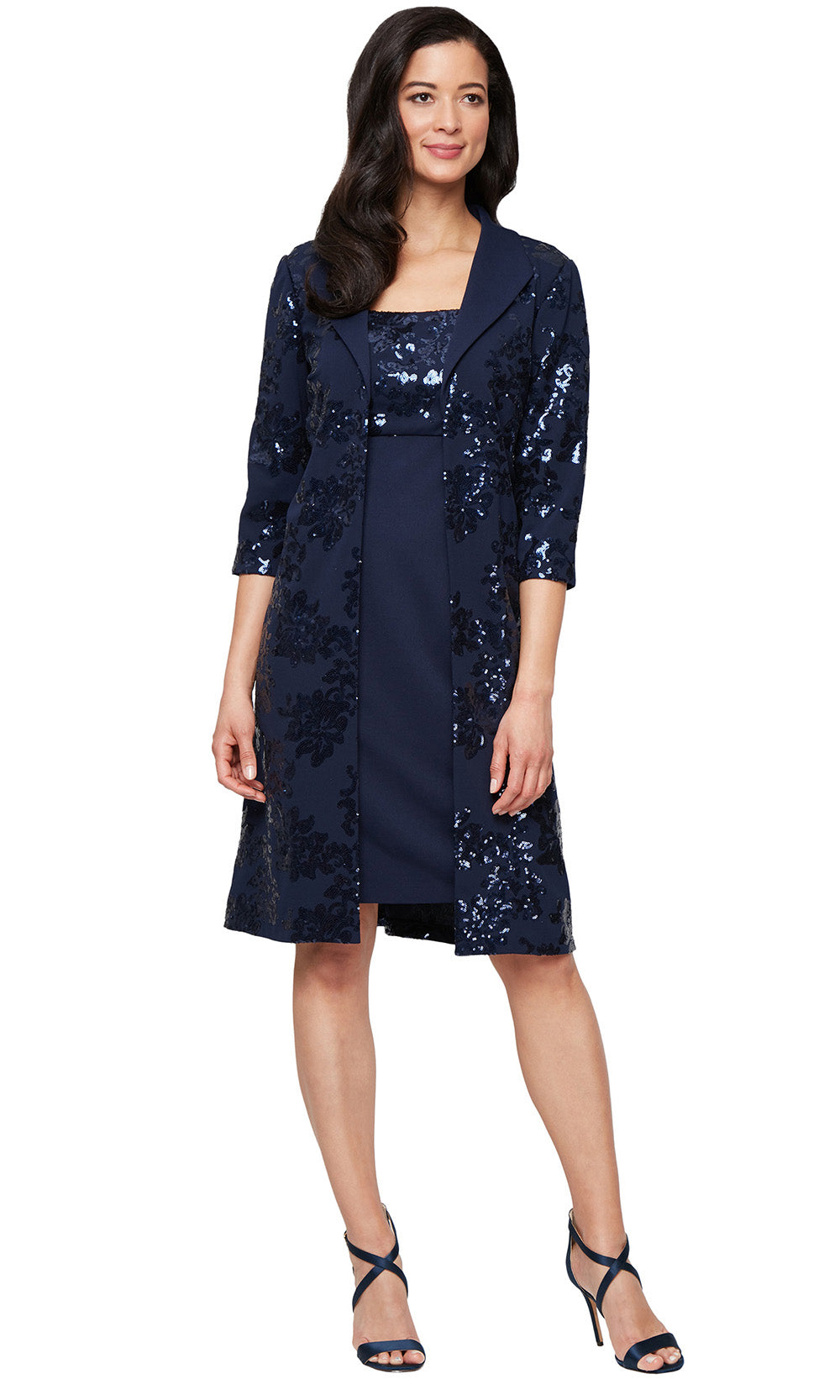 Alex Evenings 81961003 - Sequined Bodice Knee-Length Formal Dress