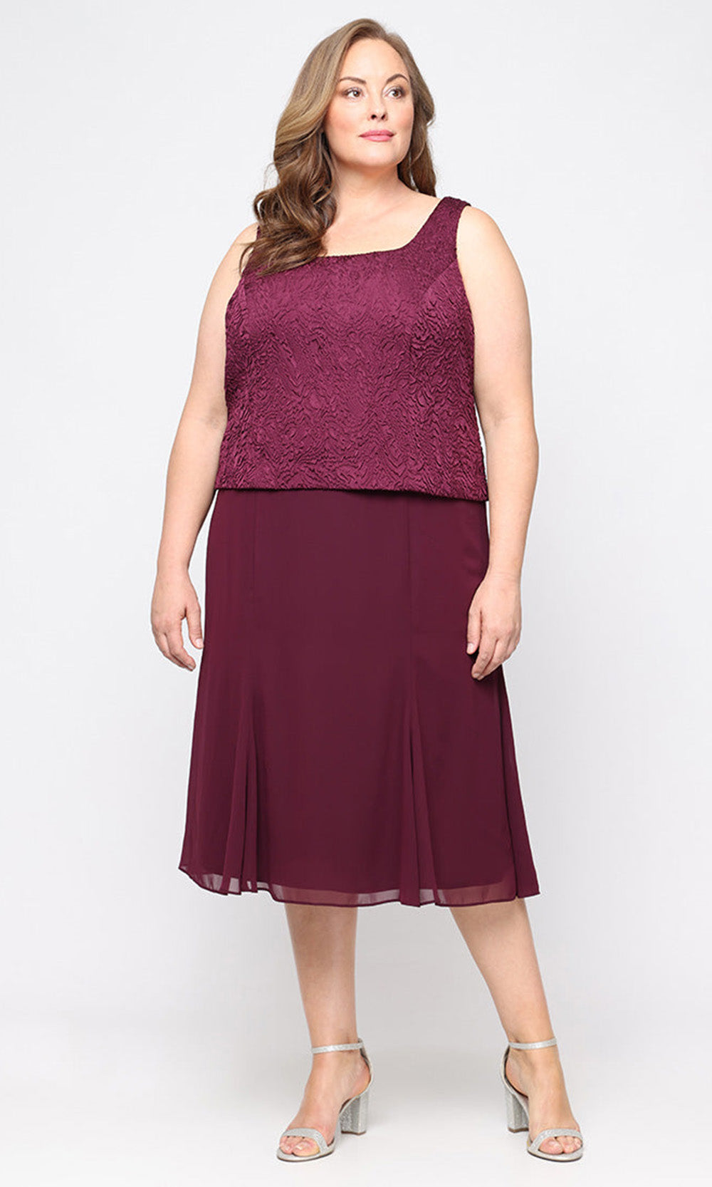 Alex Evenings 8425949 - Wide Strap Tea-Length Dress with Jacket