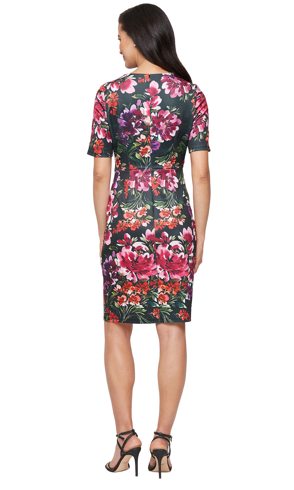 S.L. Fashions 9130264 - Jewel Knee-Length Floral Print Dress