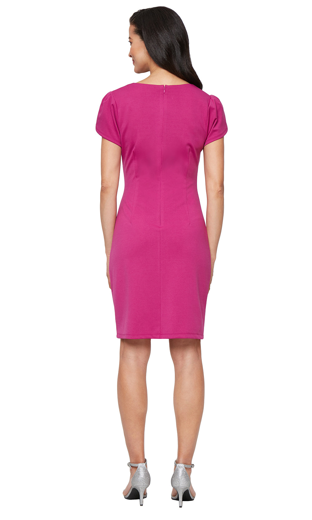 S.L. Fashions 9134737 - Scoop Neck Dress with Side Pleating