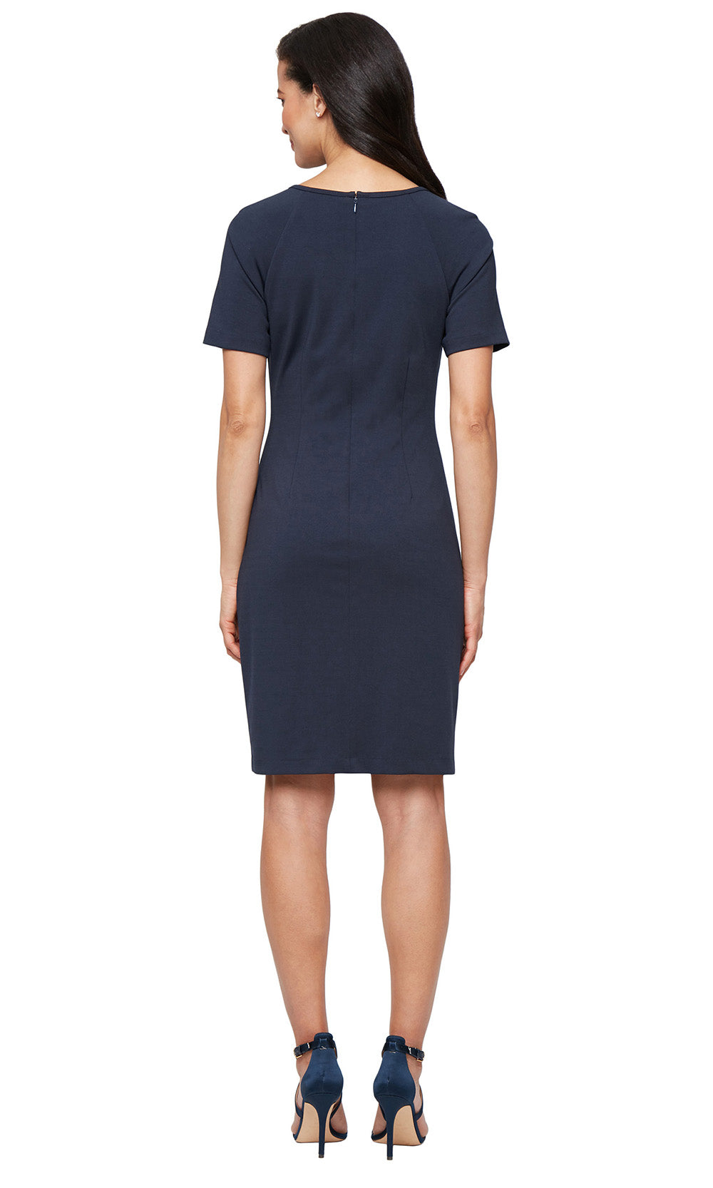 S.L. Fashions 9134738 - Short Sleeve Sheath Dress with Ruffle Detail