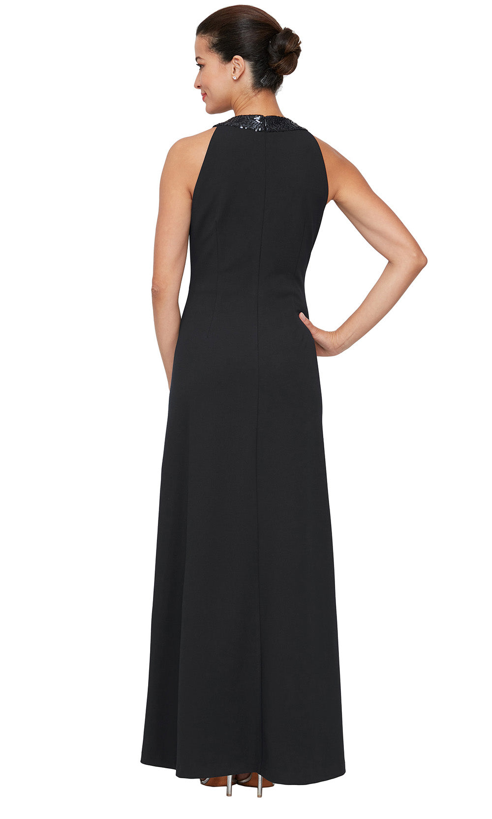 S.L. Fashions 9137197 - Embellished A-line Gown with Front Slit