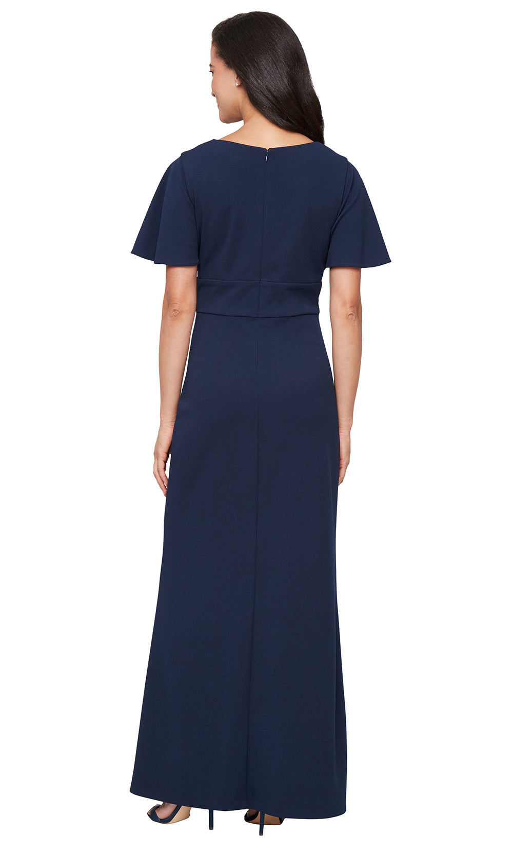S.L. Fashions 9437264 - Front Slit Column Dress with Surplice Bodice