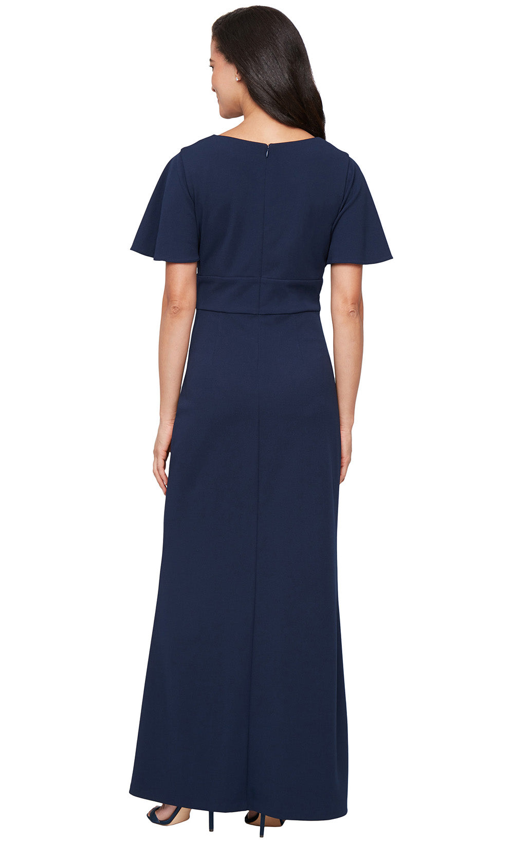 S.L. Fashions 9137264 - Surplice Neck Ruched Waist Formal Gown