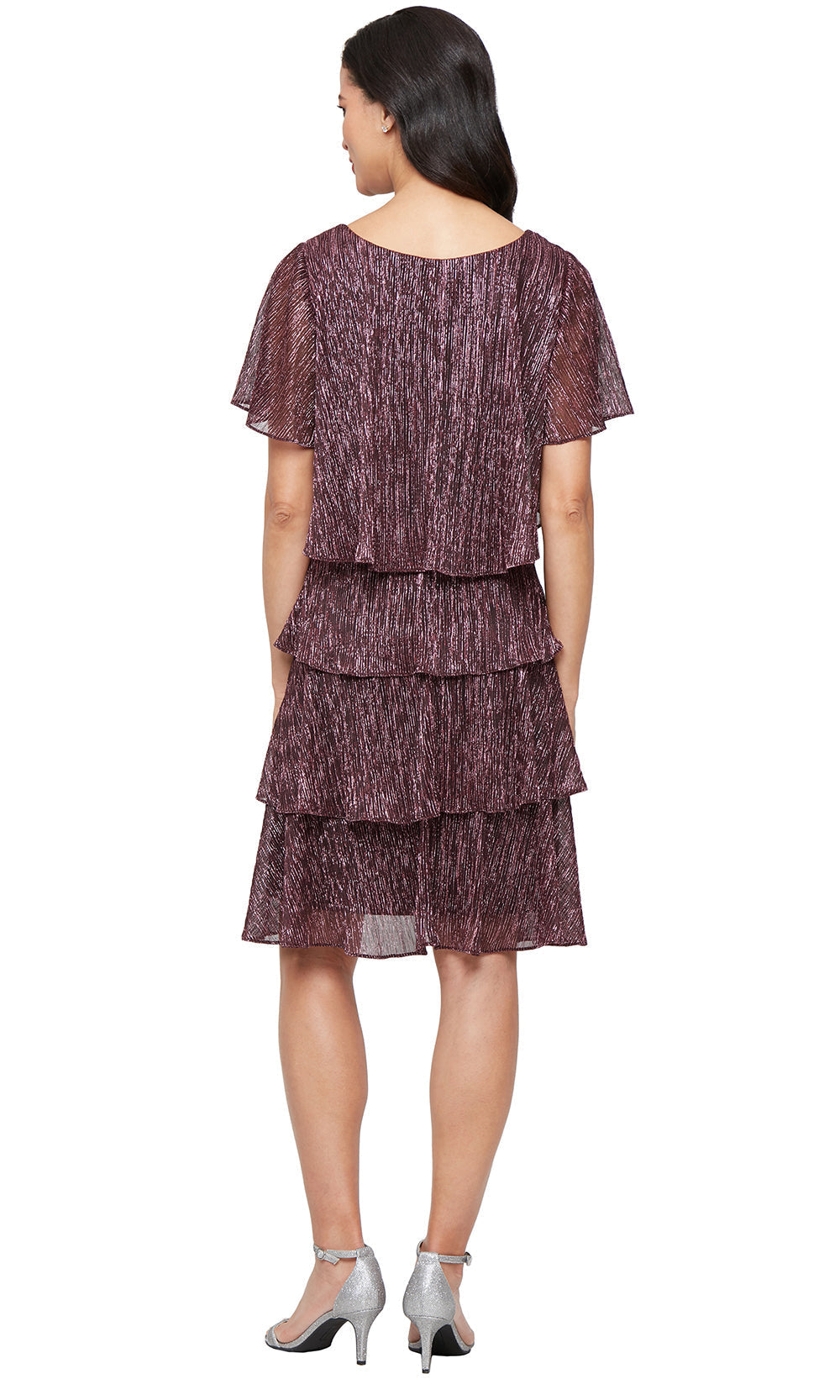 S.L. Fashions 9155124 - Flutter Sleeve Tiered Cocktail Dress