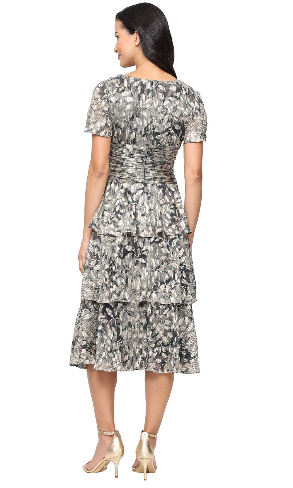 S.L. Fashions 9155268 - Flutter Sleeve V-Neck Printed Dress