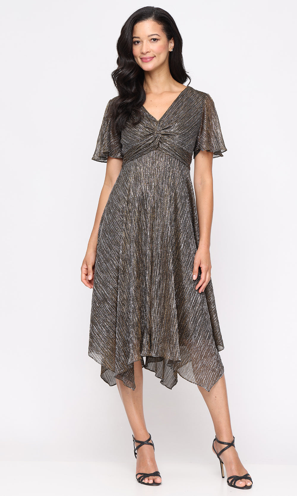 S.L. Fashions 9155271 - Flutter Sleeve High-Low A-Line Dress