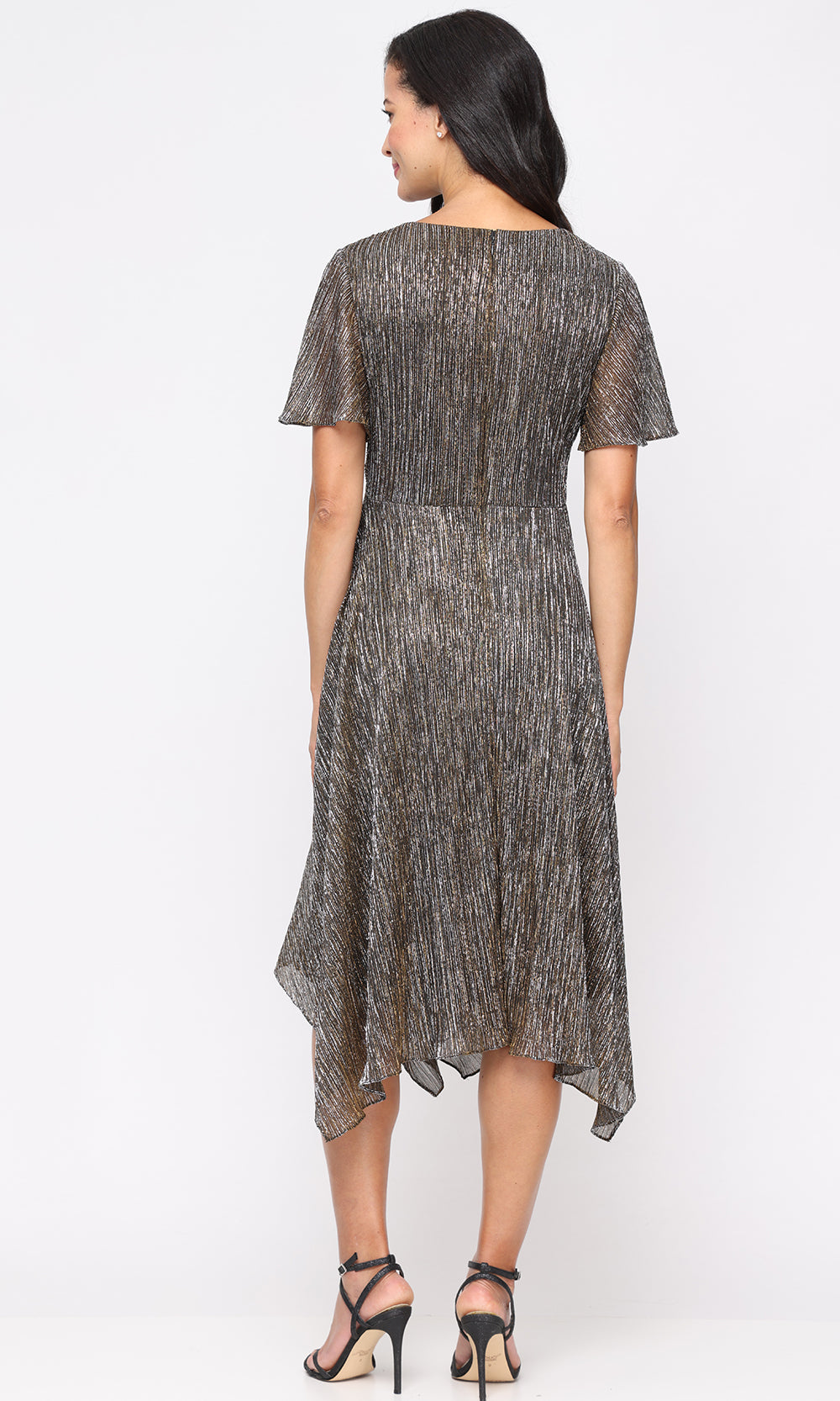 S.L. Fashions 9155271 - Flutter Sleeve High-Low A-Line Dress