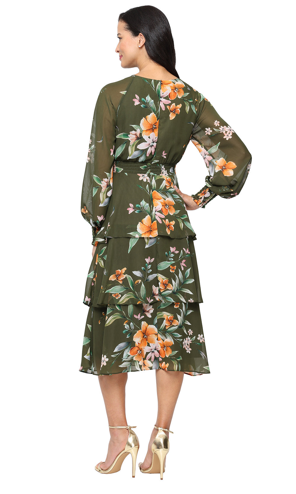 S.L. Fashions 9172166 - Long Sleeve Floral Print Dress