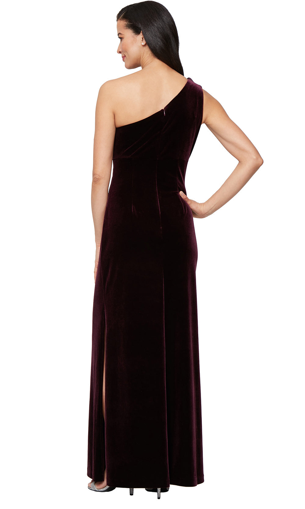 S.L. Fashions 9190178 - Floral Accent Asymmetric Formal Gown