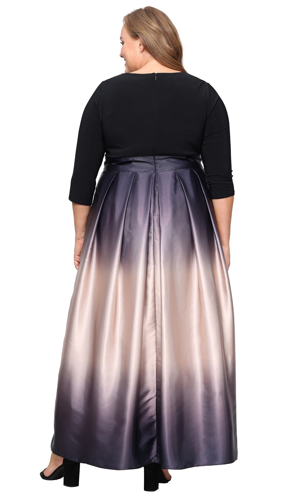 S.L. Fashions 9451145 - Three-Quarter Sleeve Ombre A-line Dress