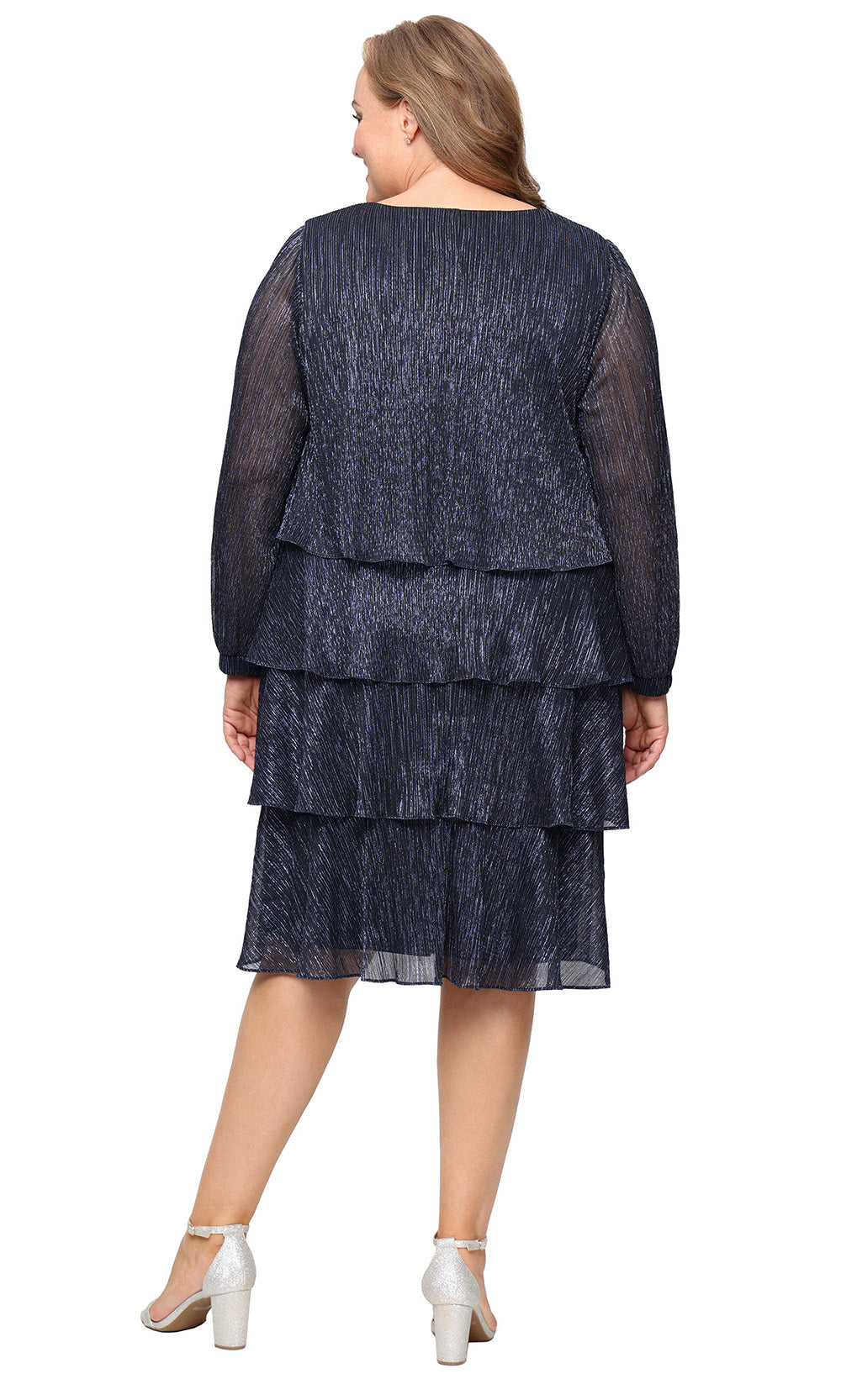 S.L. Fashions 9455249 - Long Sleeve Knee-Length Dress
