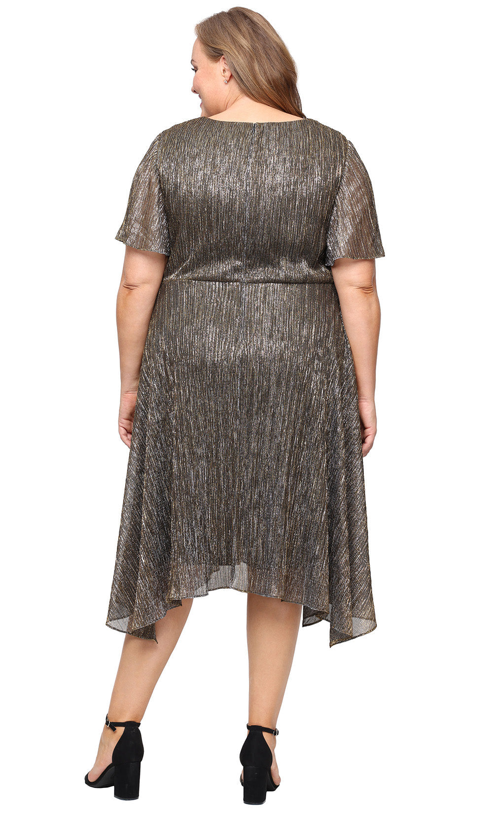 S.L. Fashions 9455271 - Flutter Sleeve Handkerchief Hem Dress
