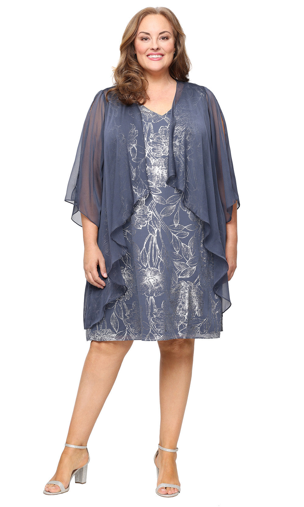 S.L. Fashions 9479504 - Knee-Length Sleeveless Print Dress
