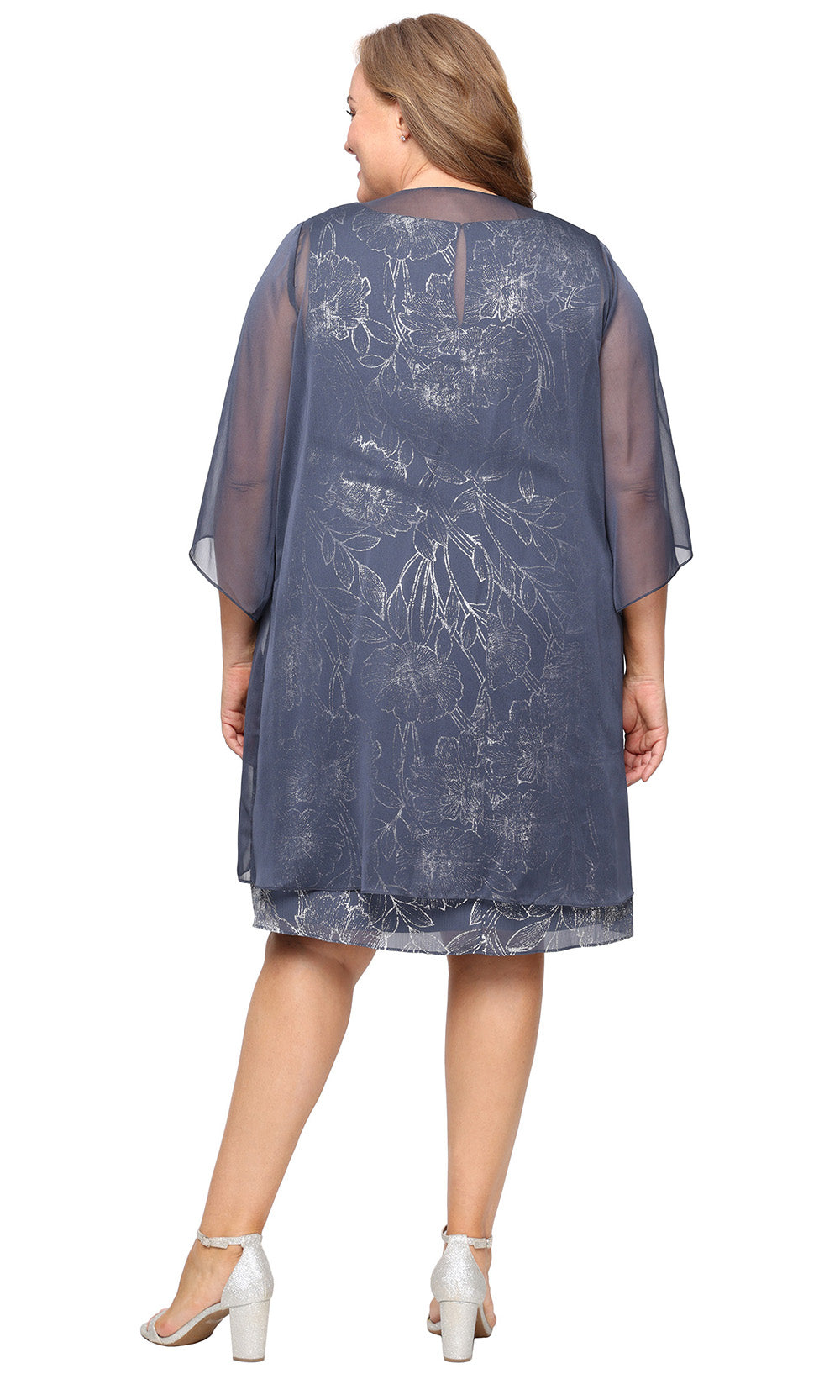 S.L. Fashions 9479504 - Knee-Length Sleeveless Print Dress